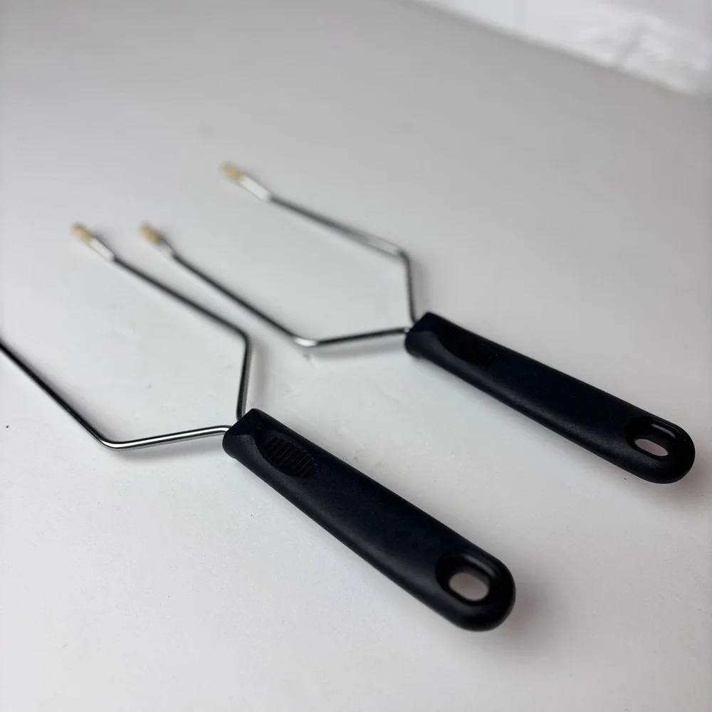 Stainless Steel Turkey Lifters Set of 2 Black Handle Meat Roasting Forks 10 inch